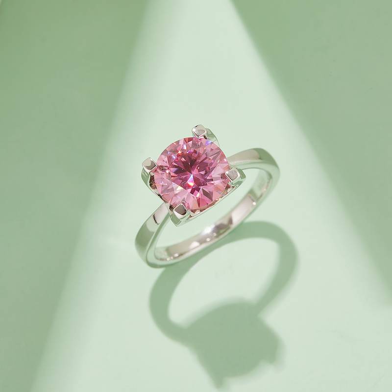 Classic牛头S925银镀白金MoissaniteWomen's Ring3.0ctD级